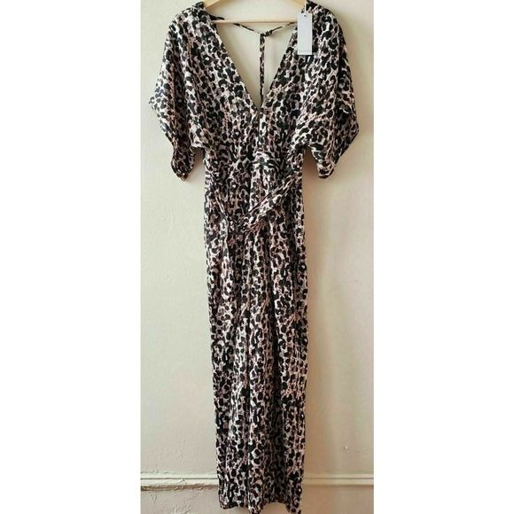 RED CARTER Vivian Size Large Jumpsuit Black / Cheetah Print $198+ - Picture 1 of 8